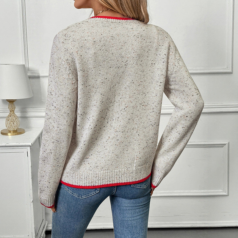 casual color-blocked knit cardigan sweater for women, elegant and sophisticated