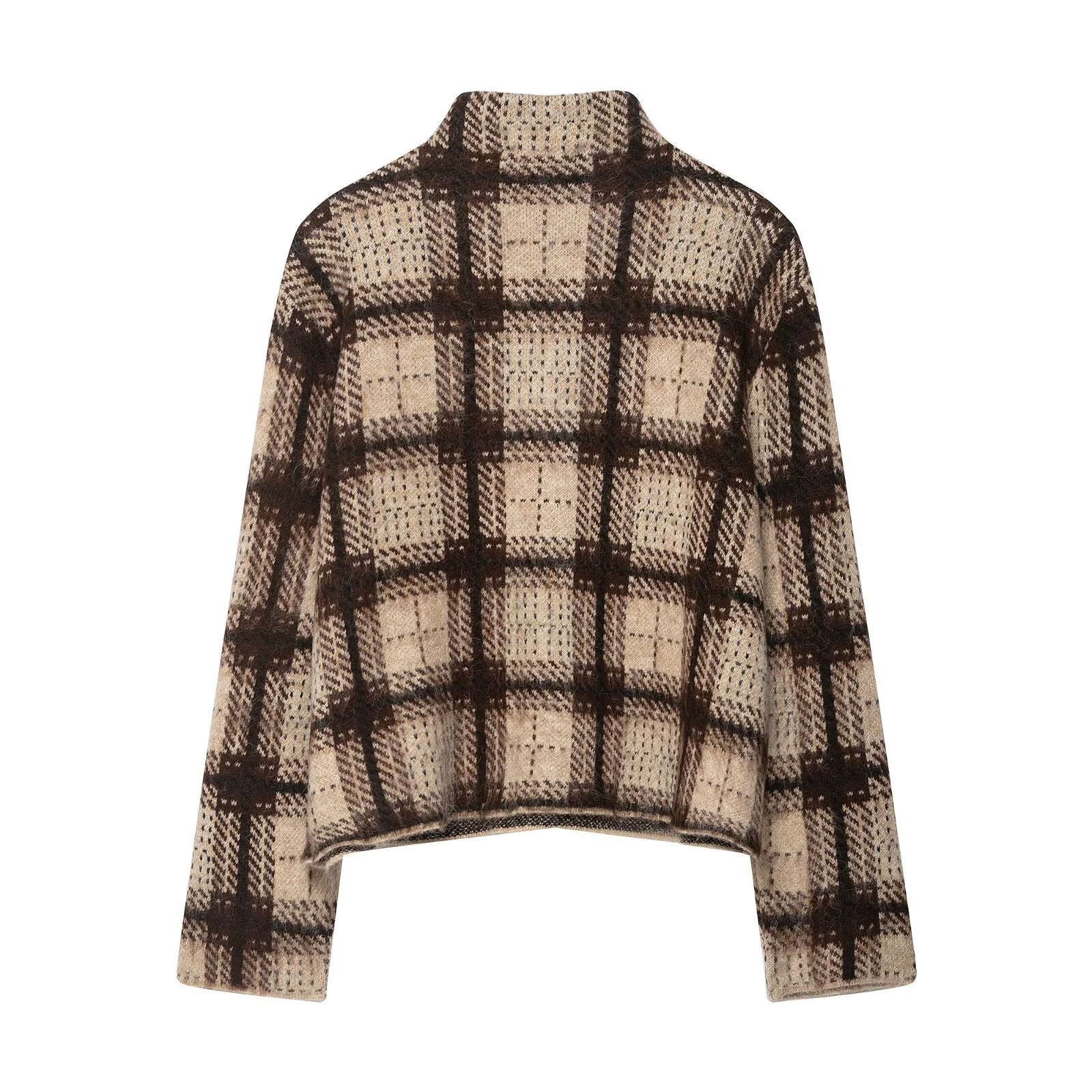Half high collar pullover knitted sweater for women