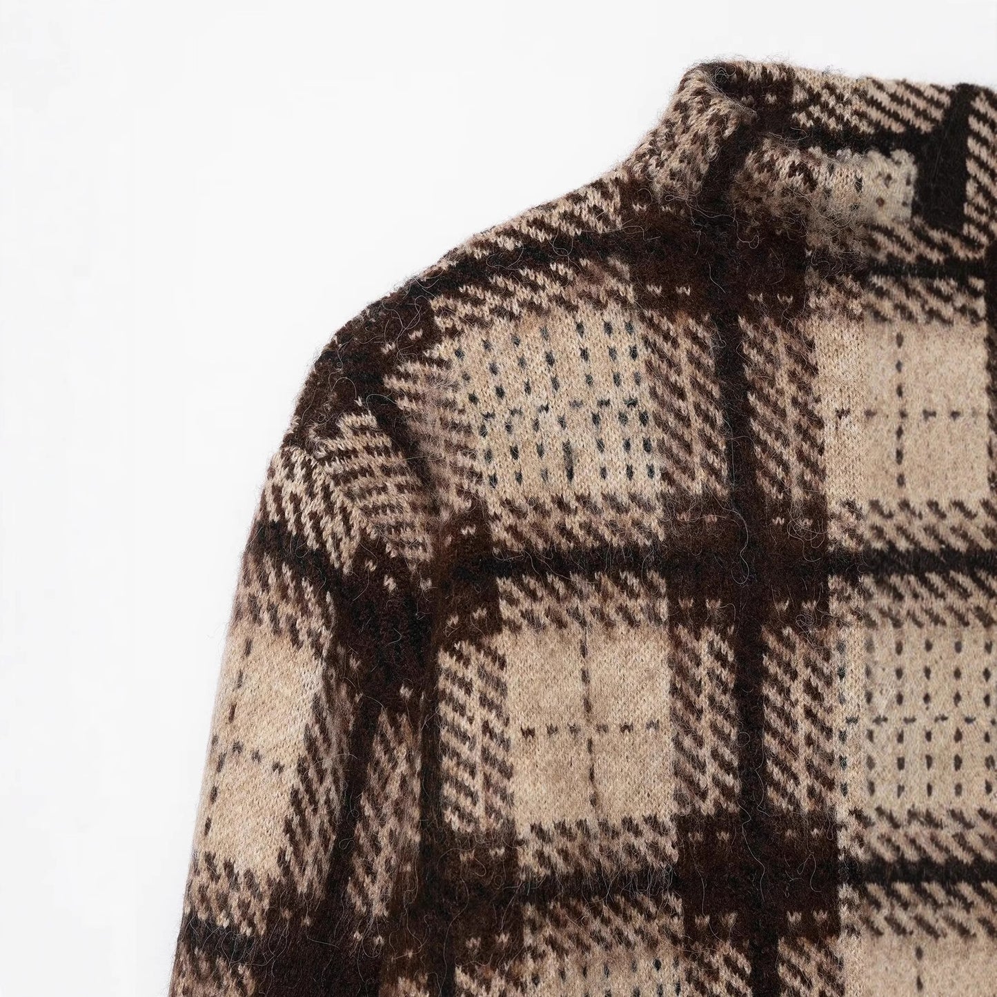 Half high collar pullover knitted sweater for women