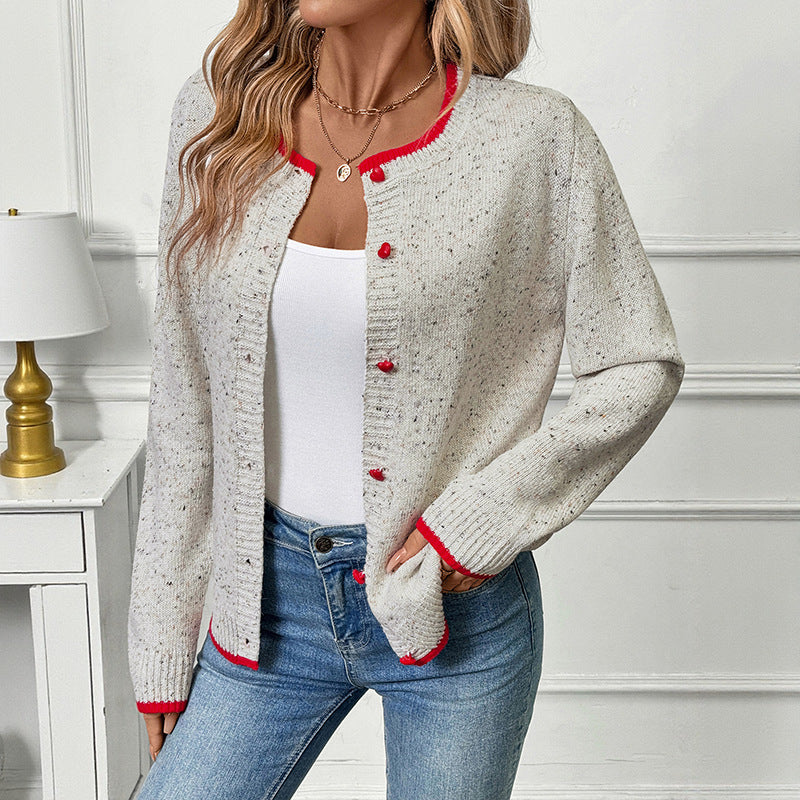casual color-blocked knit cardigan sweater for women, elegant and sophisticated
