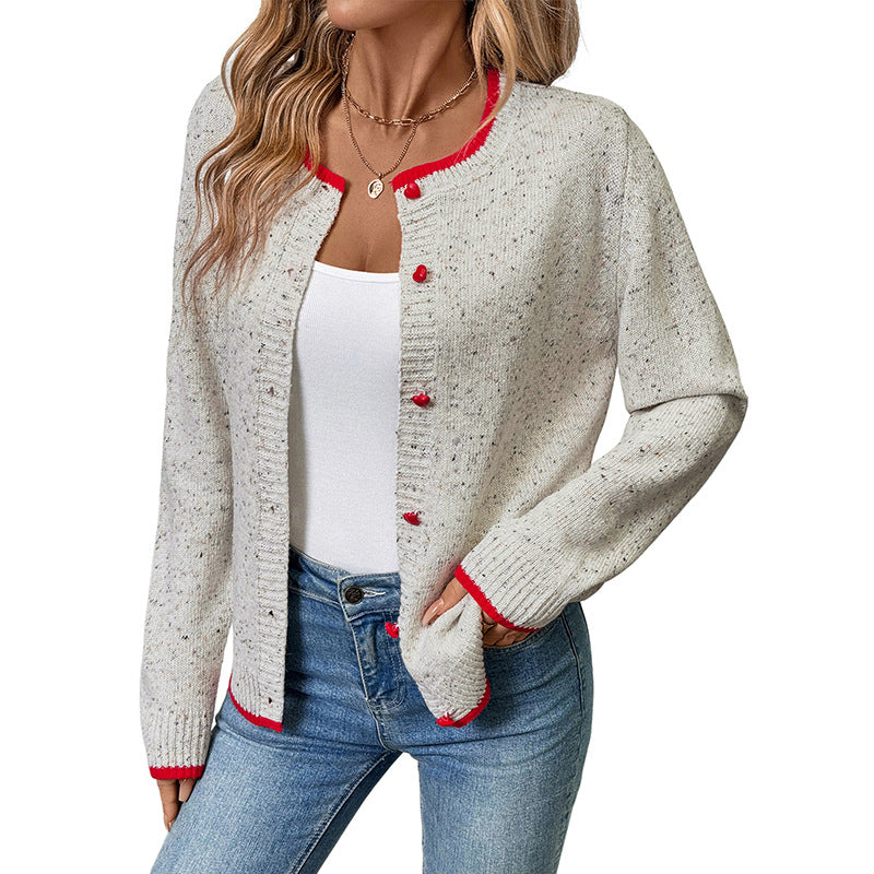 casual color-blocked knit cardigan sweater for women, elegant and sophisticated