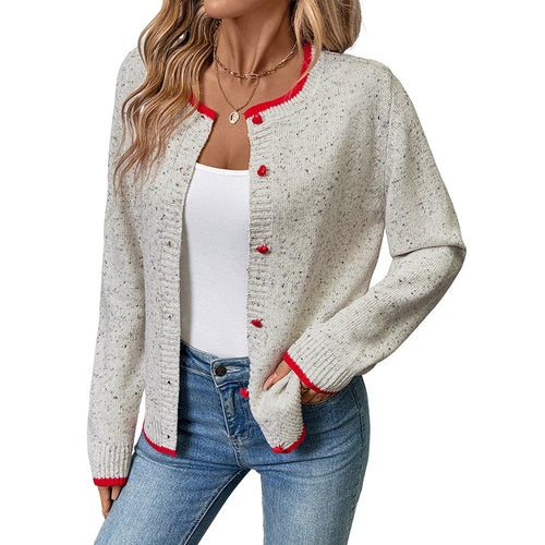 casual color-blocked knit cardigan sweater for women, elegant and sophisticated