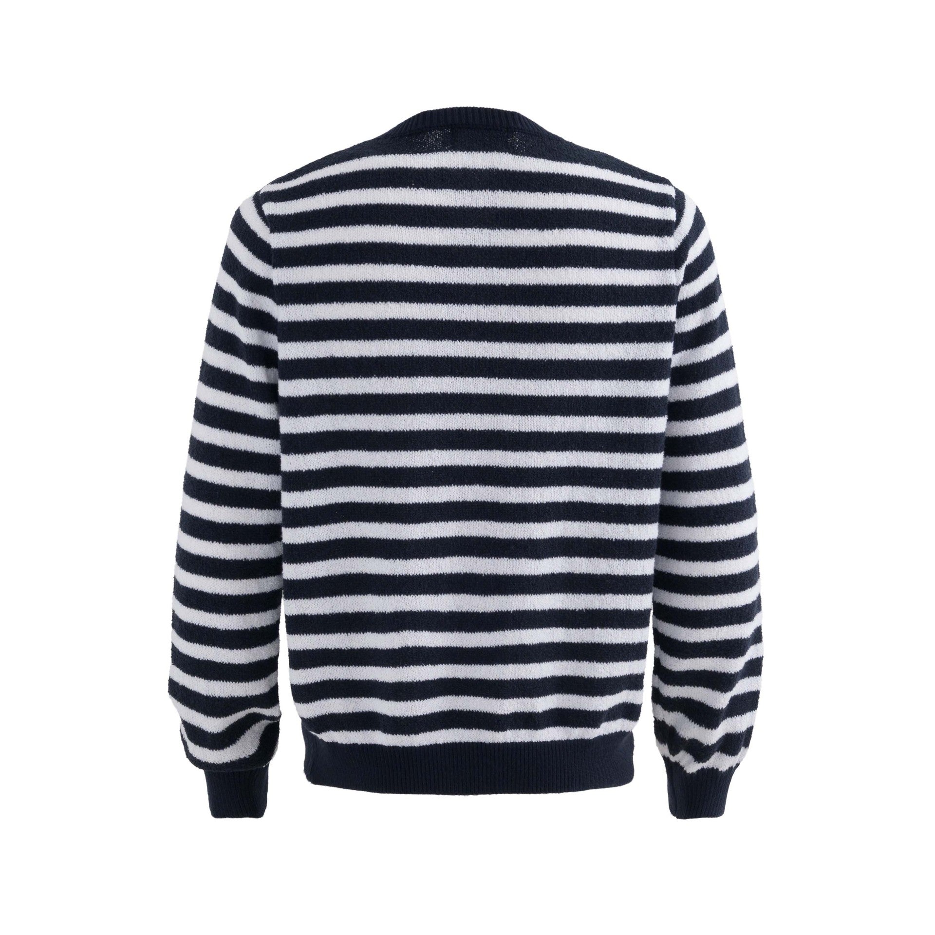 Streetwear Style Color-block Stripe Button Detail Sweater Unisex Trendy Loose Casual Knitwear